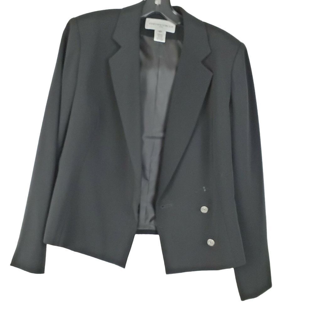 Jones New York Women's Black Crossover 2-Button Suit Jacket Blazer Size 8P